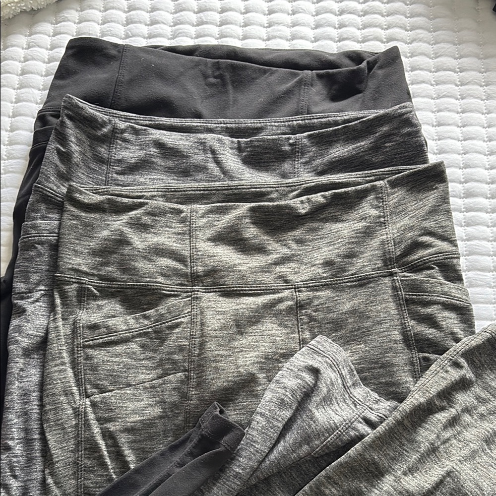Athleta Metro high rise Gray and Black Leggings Set of 3
